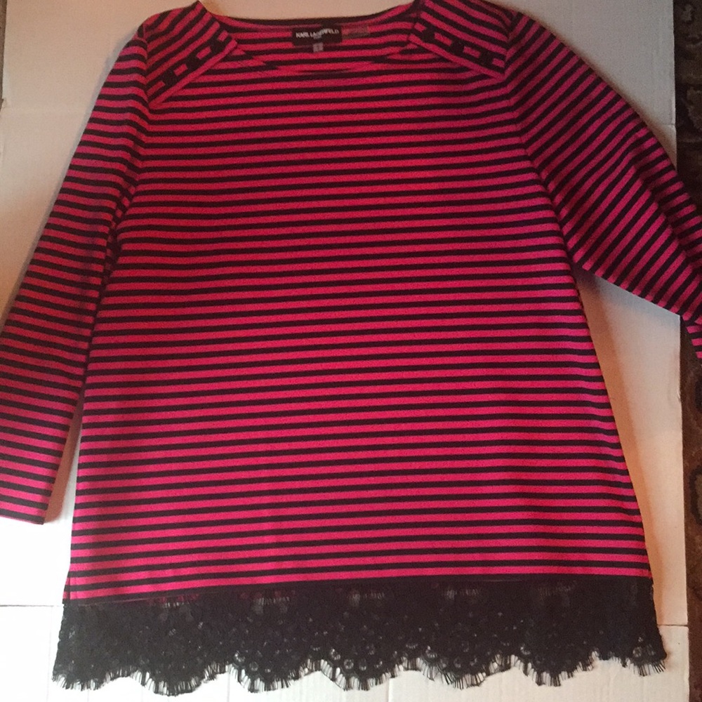 Karl Lagerfeld Lacey Knit Top